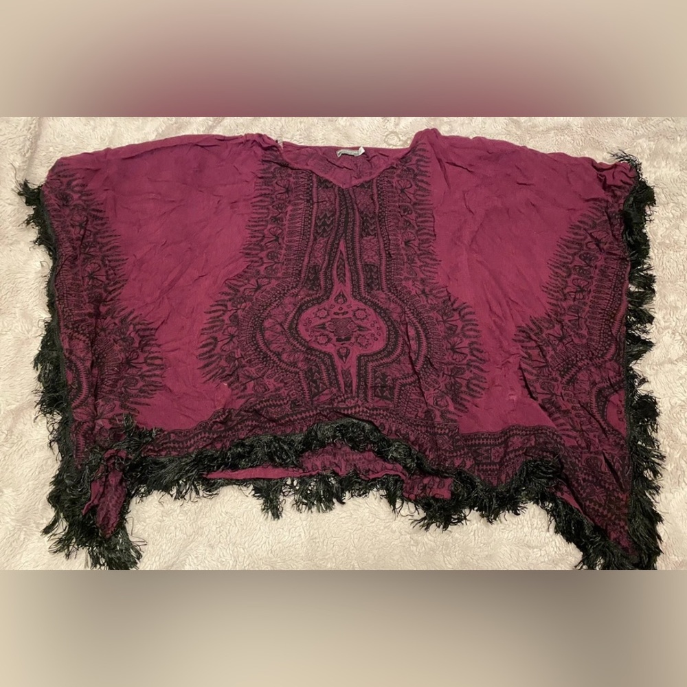 Earthbound Trading Company Fringe Boho Poncho